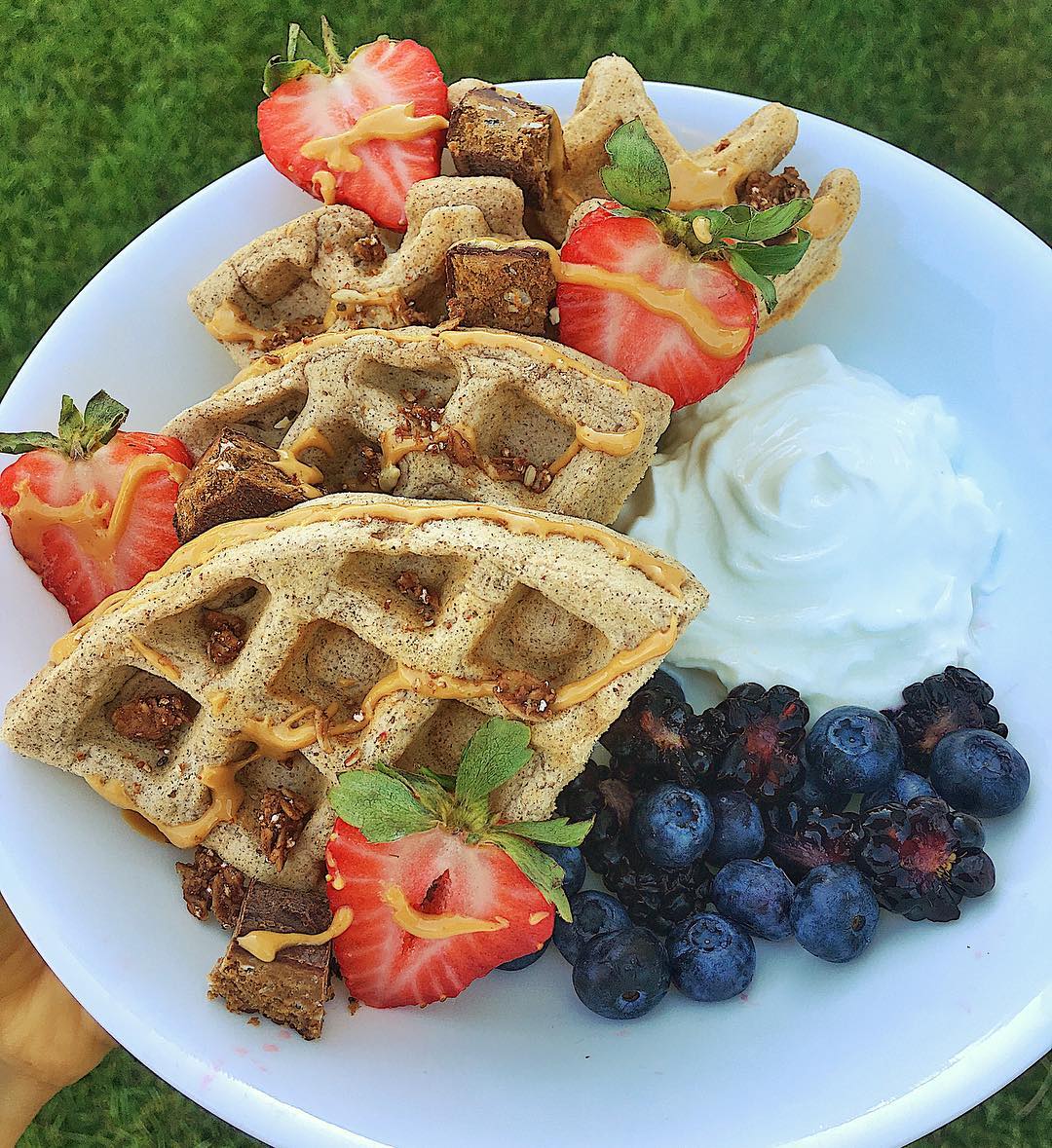 Leftover Protein Waffle Yogurt Bowl