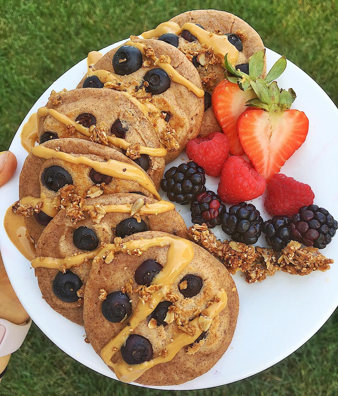 Blueberry Kodiak Pancakes with Toppings