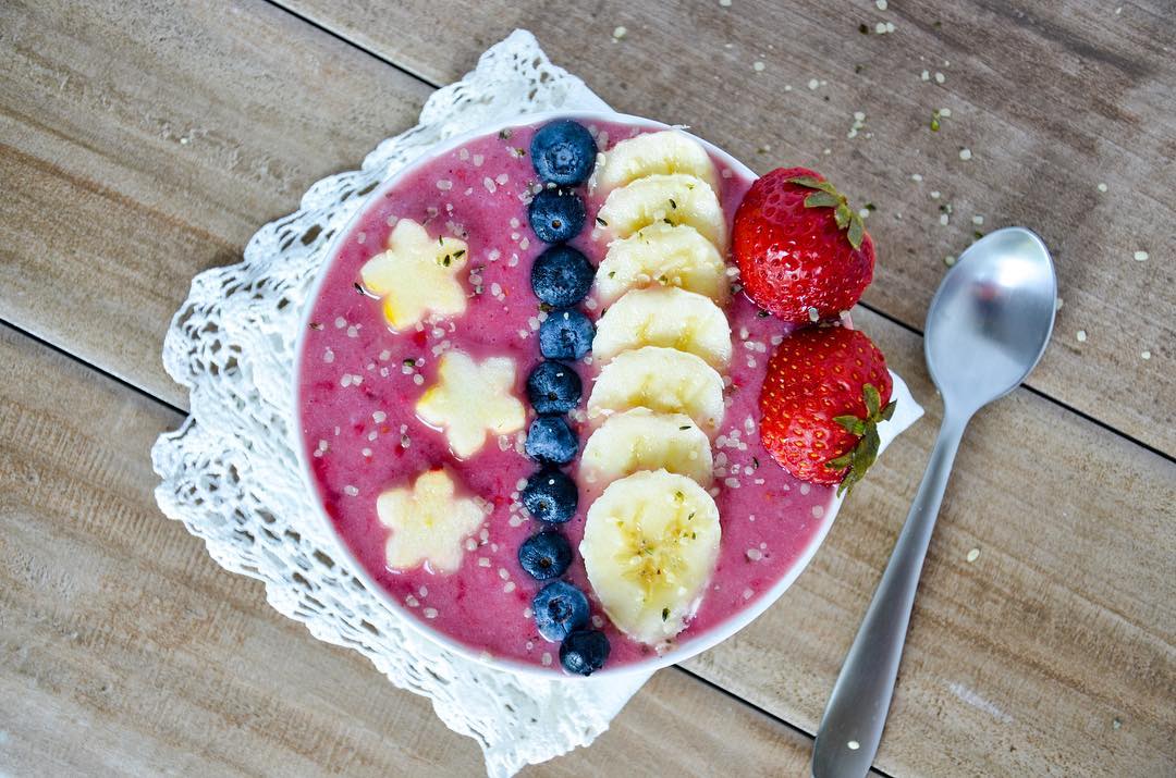 Fruit Smoothie Bowl with Berries and Banana