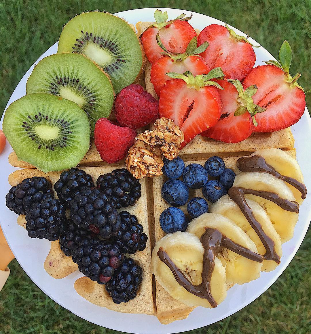 Waffle with Fresh Summer Fruits