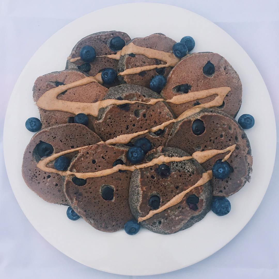 Blueberry Protein Pancakes with Almond Butter