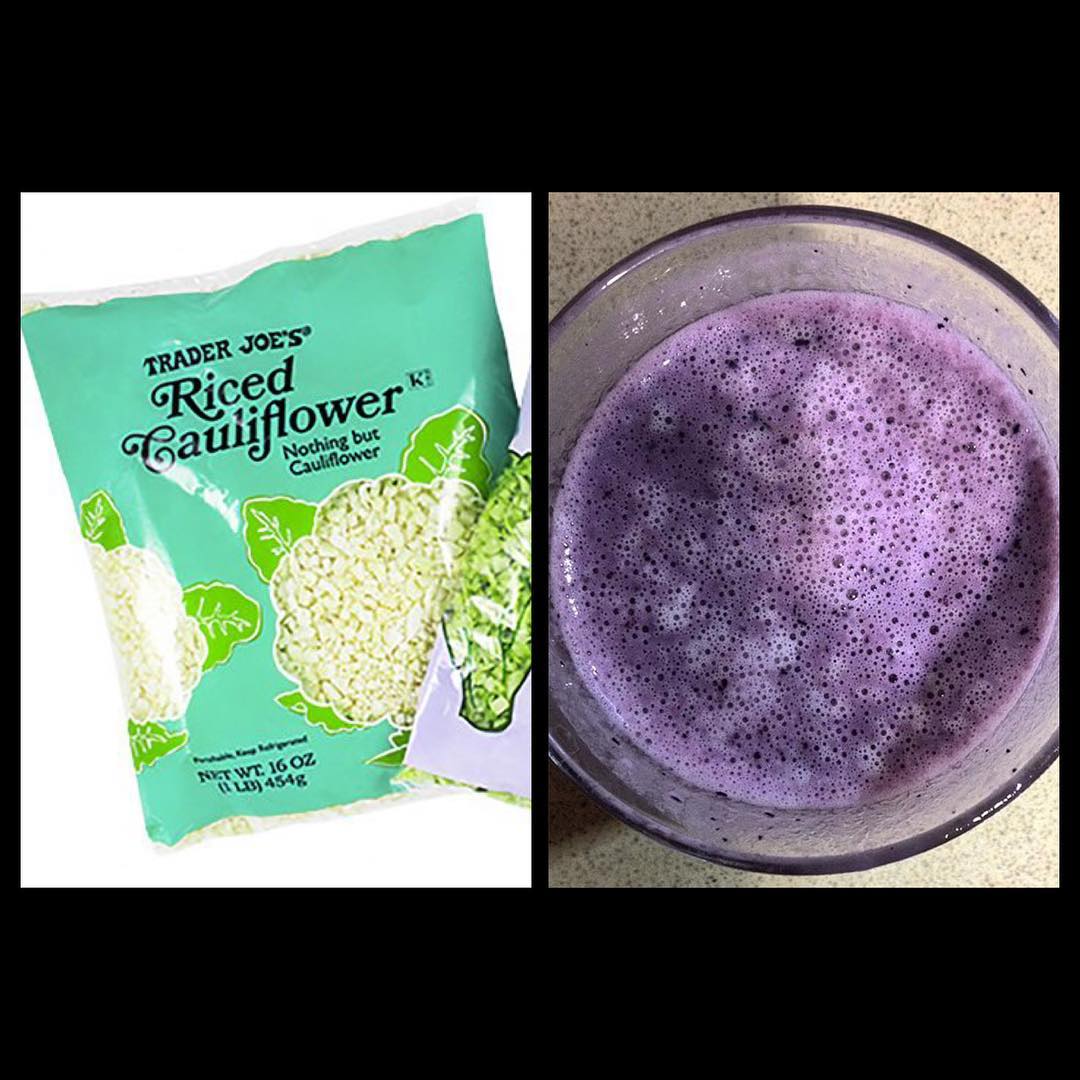 Cauliflower Blueberry Smoothie with Hempseeds and Banana