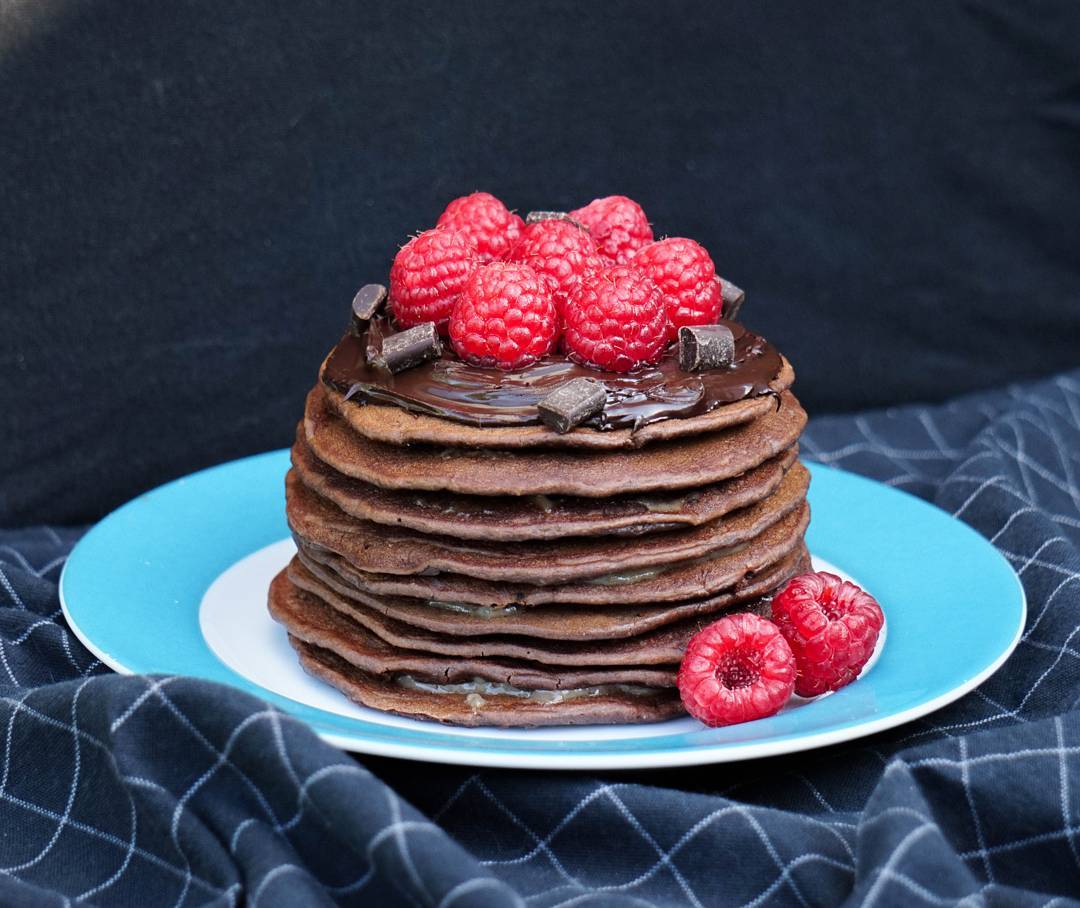 Chocolate Caramel Protein Pancakes