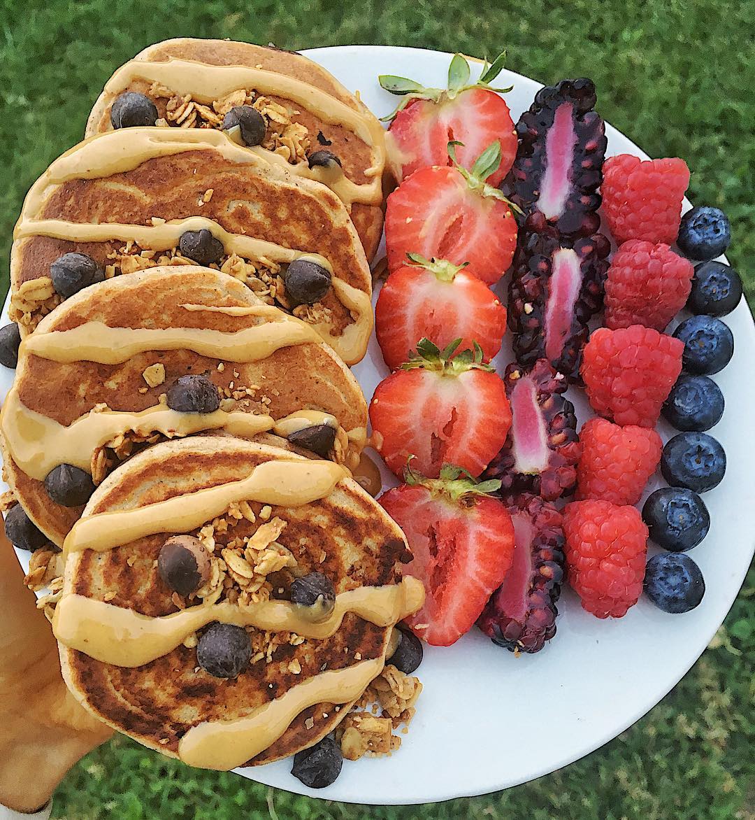Chocolate Peanut Butter Collagen Protein Pancakes