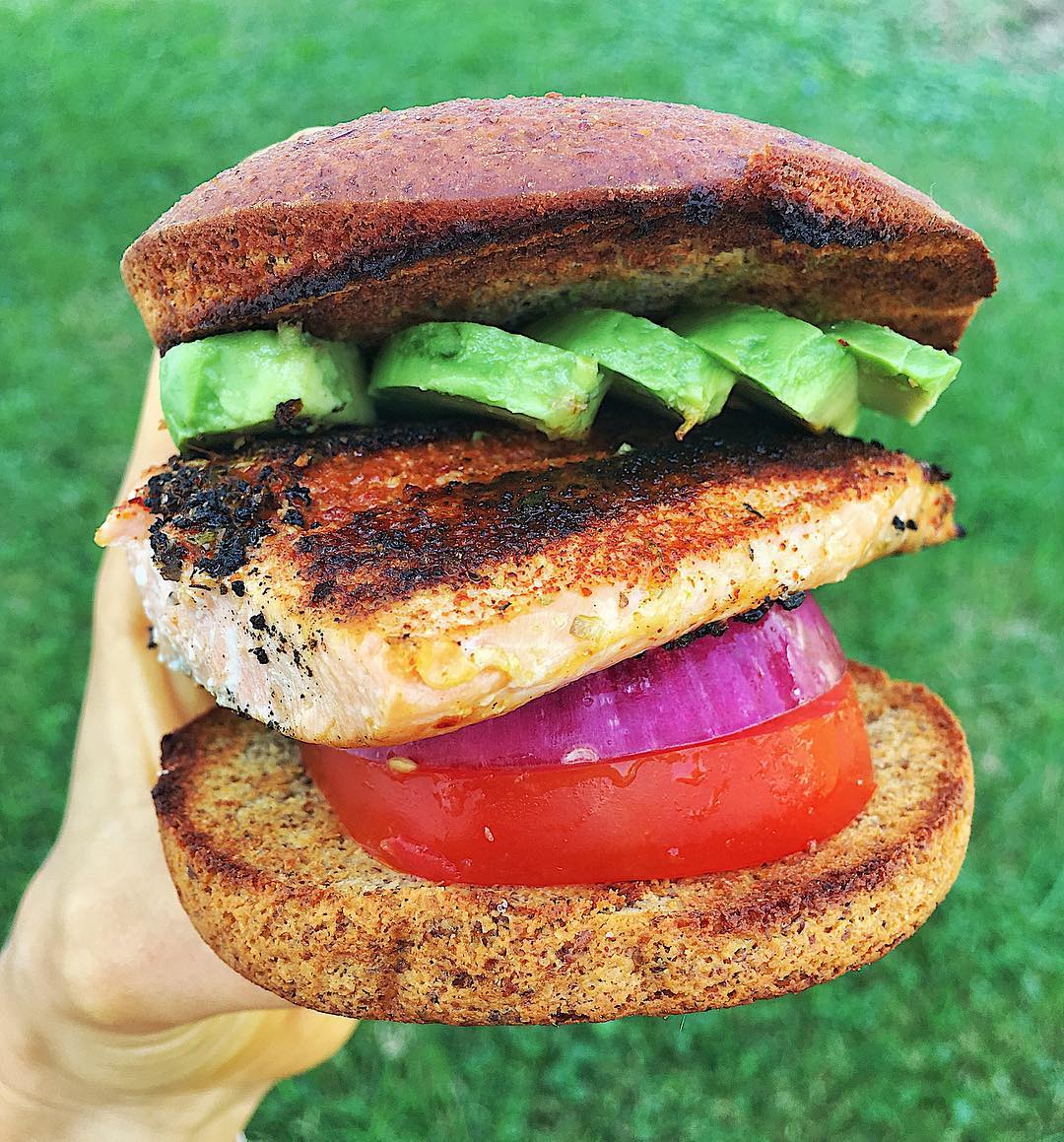 Paleo Stacked Salmon Sandwich