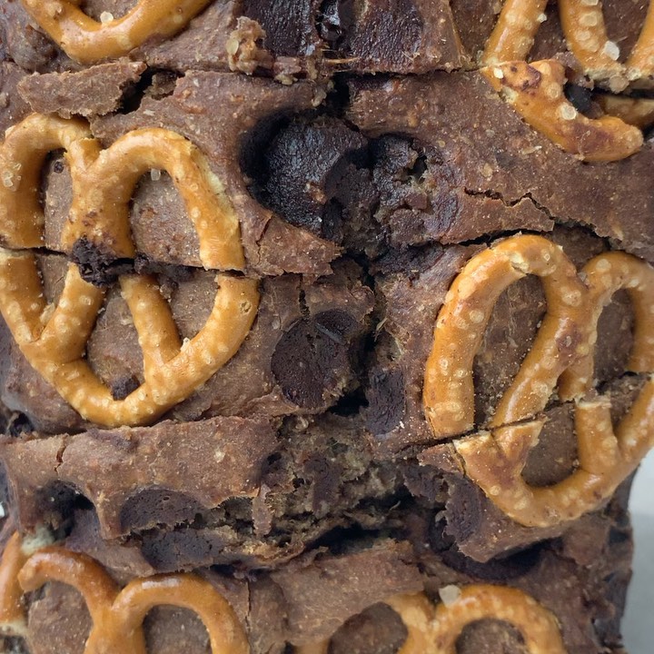 Chocolate Chip Pretzel Protein Loaf Slices