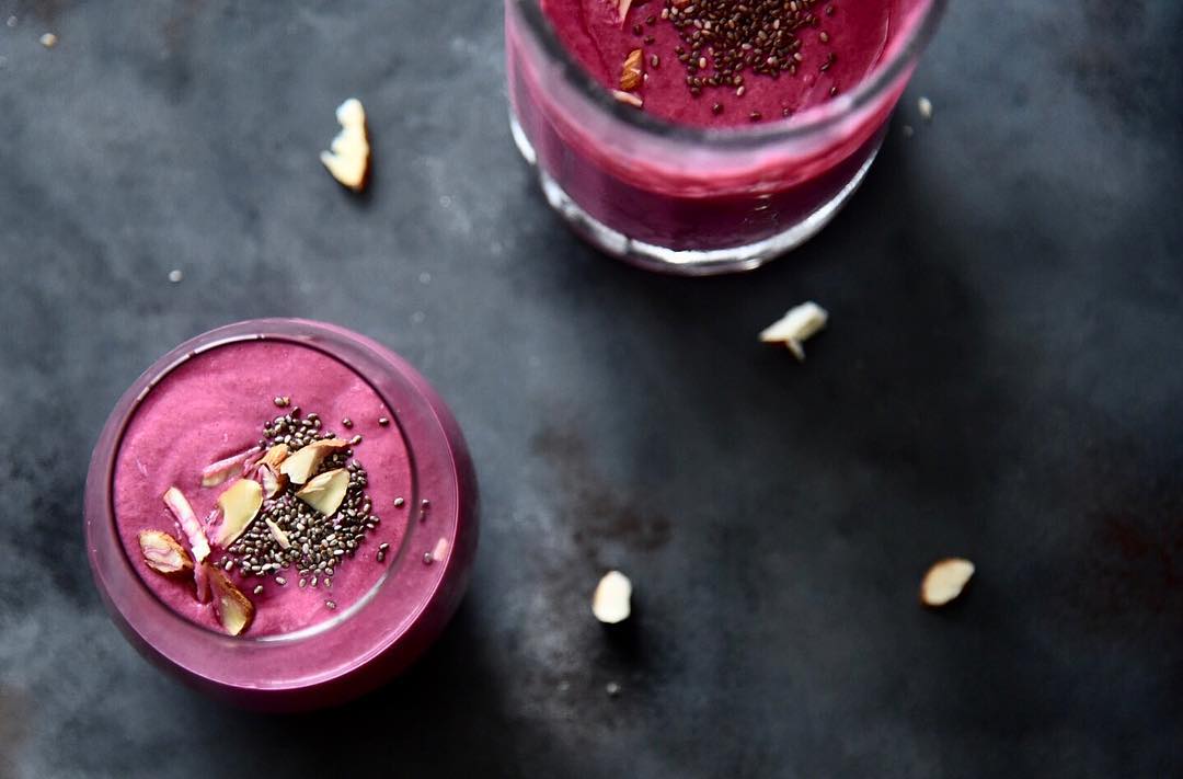 Healthy Beetroot Smoothie with Fruits and Nuts