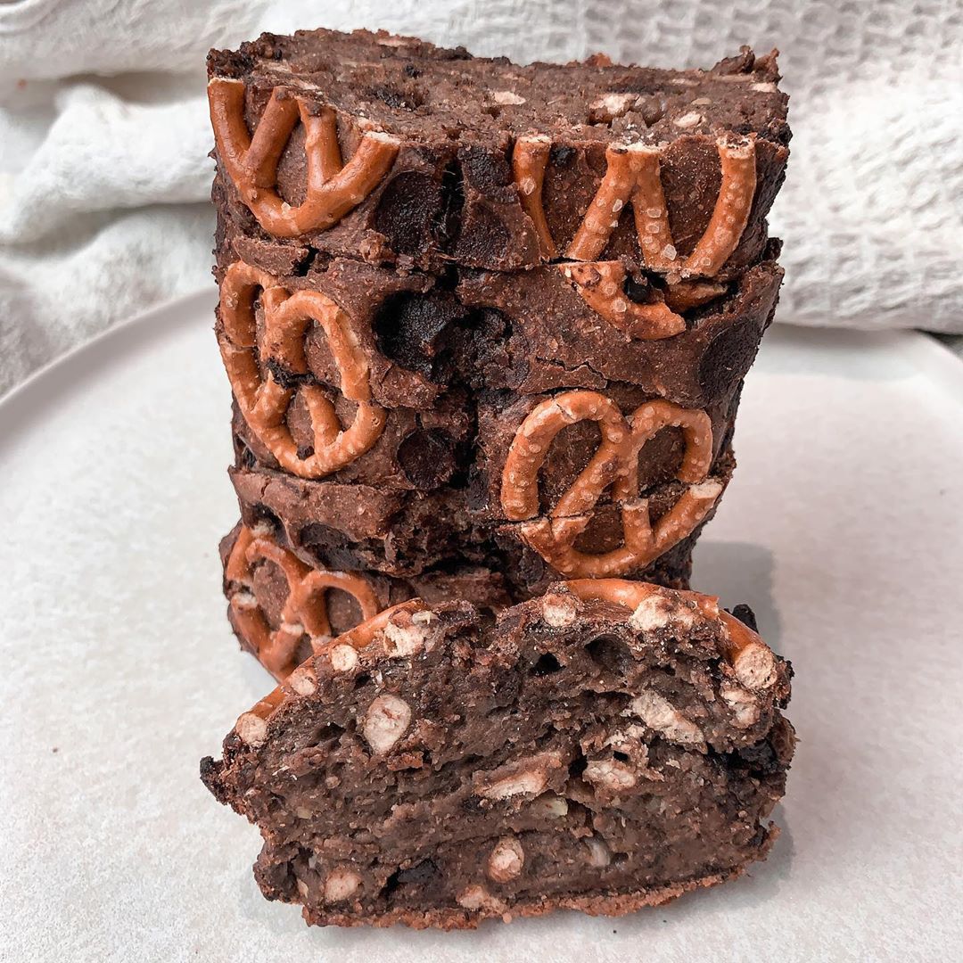 Chocolate Chip Pretzel Protein Loaf Slices