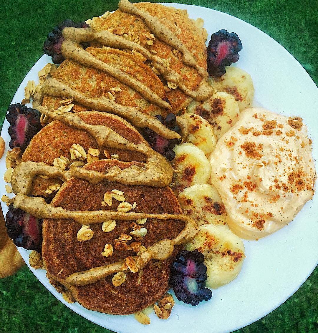 Pumpkin Pancakes with Yogurt Topping