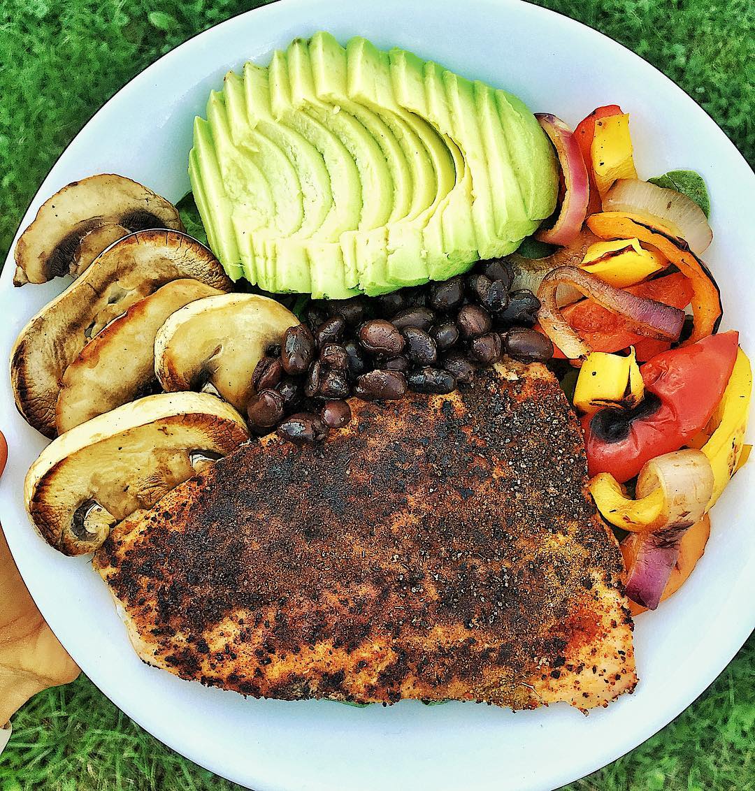 Salmon Bowl with Sautéed Veggies and Toppings