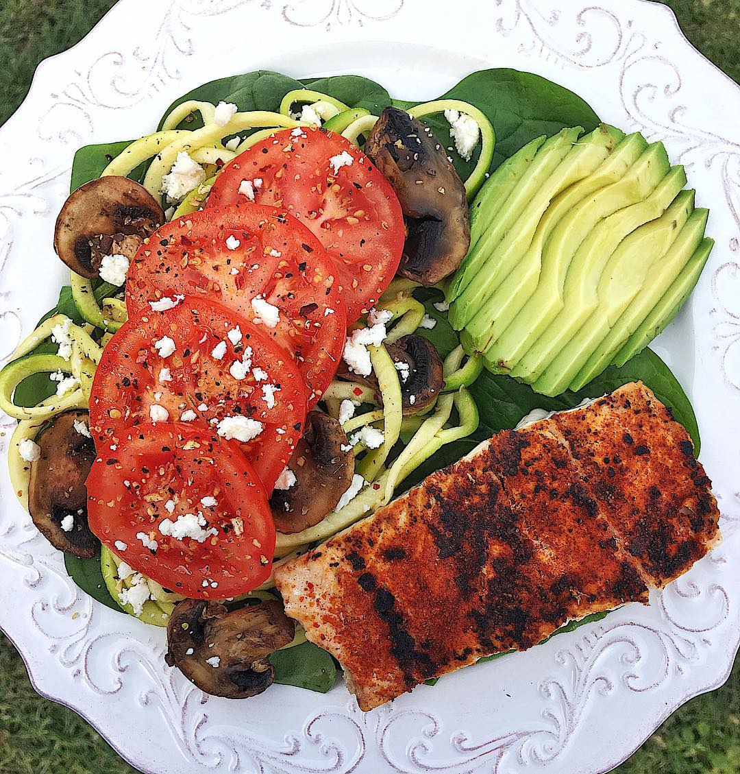 Easy Salmon and Zoodle Healthy Lunch