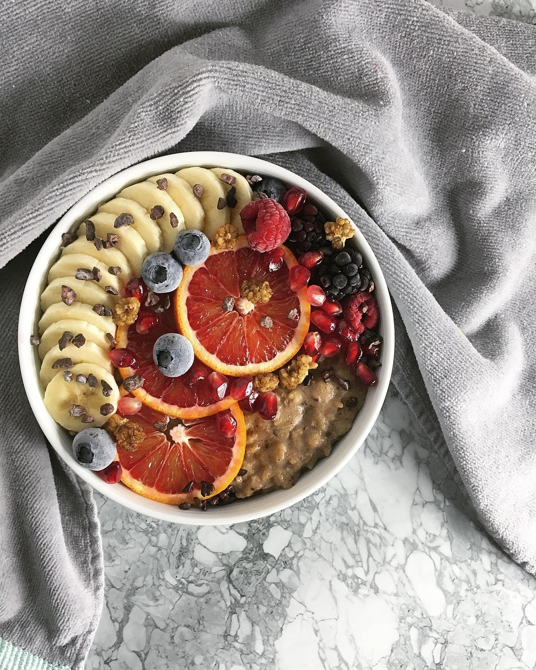 Maca Oats Breakfast Bowl with Fruits and Nuts