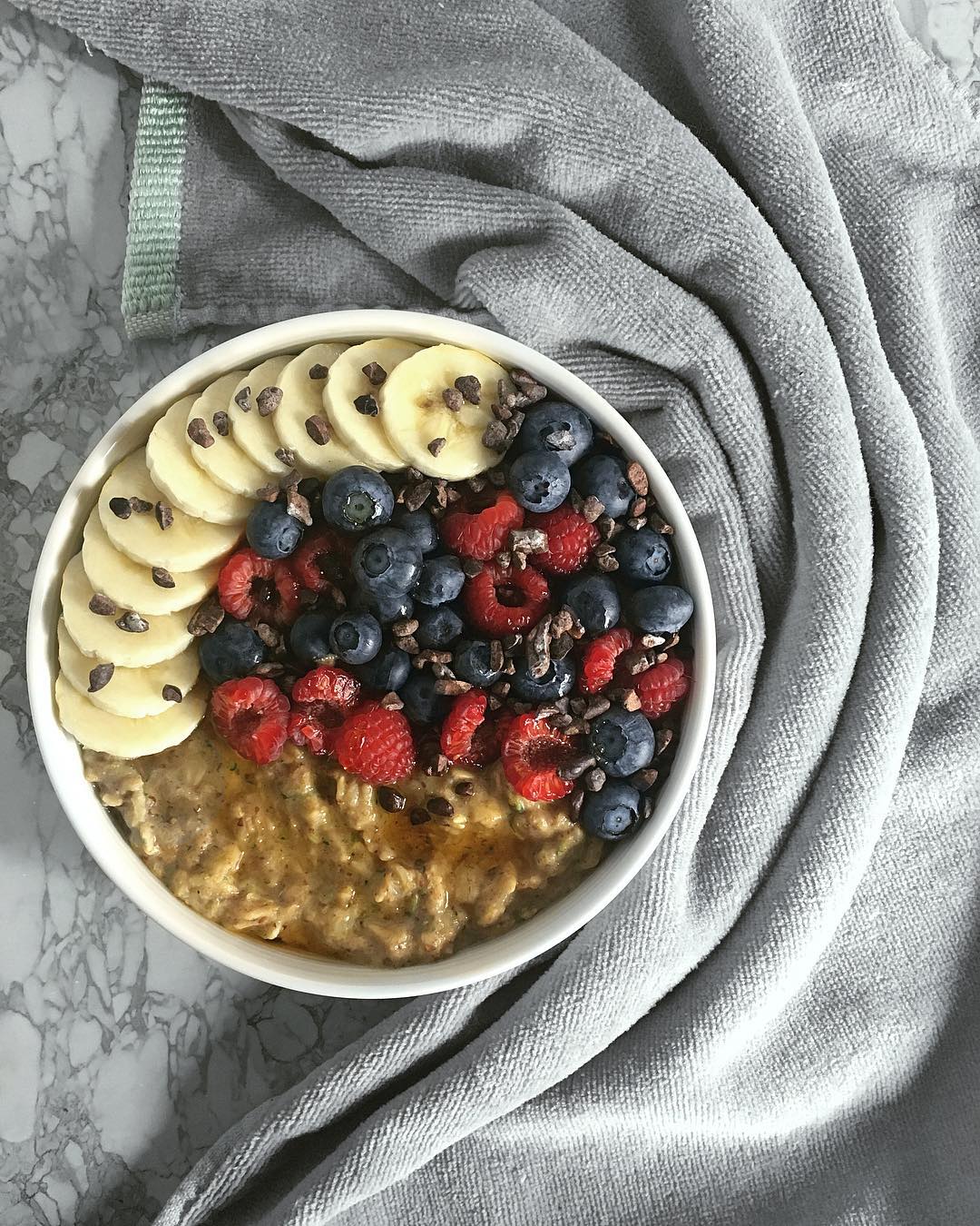 Warm Zucchini Oats Breakfast with Maple Syrup