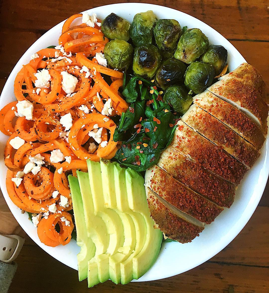 Sweet Potato Zoodles Lunch with Chicken and Veggies