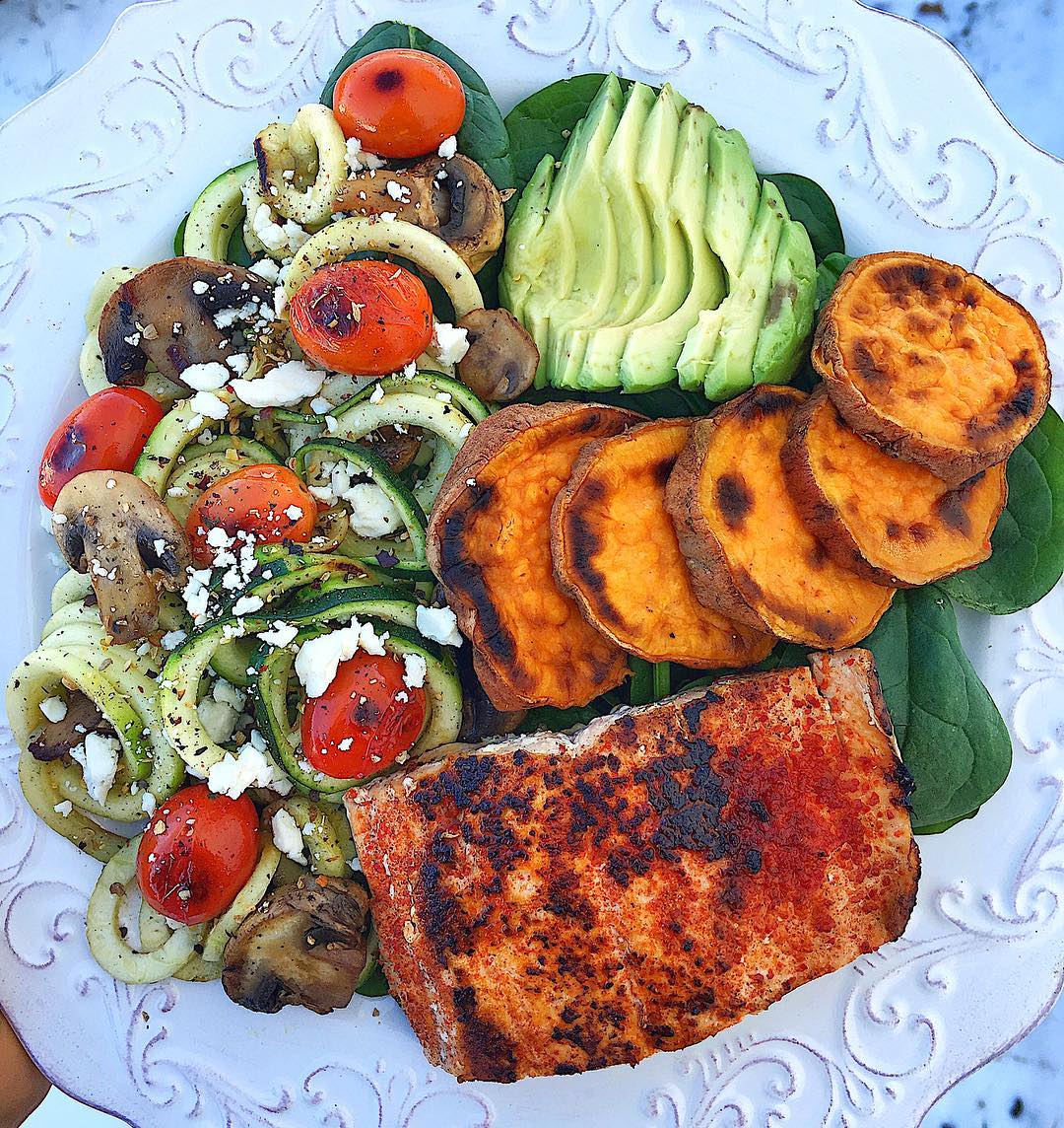 Warm Salmon and Zoodle Lunch Bowl