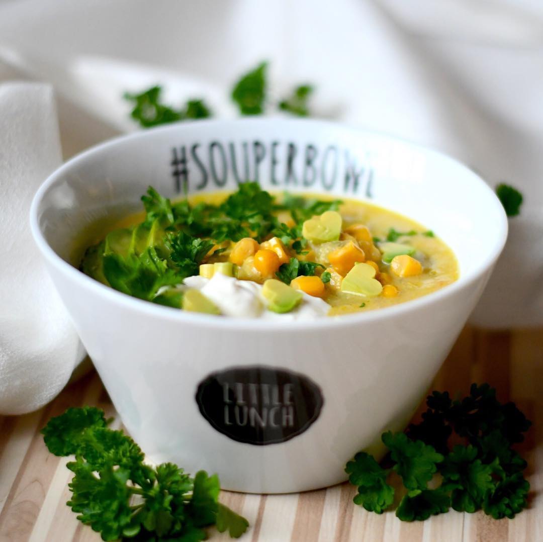 Super Tasty Corn Chowder with Avocado Topping