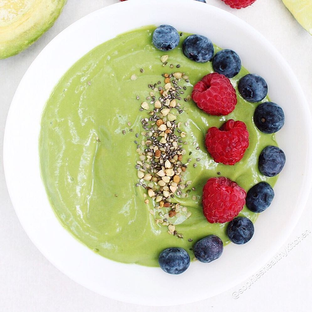 Healthy Smoothie Bowl with Avocado, Banana, and Oats