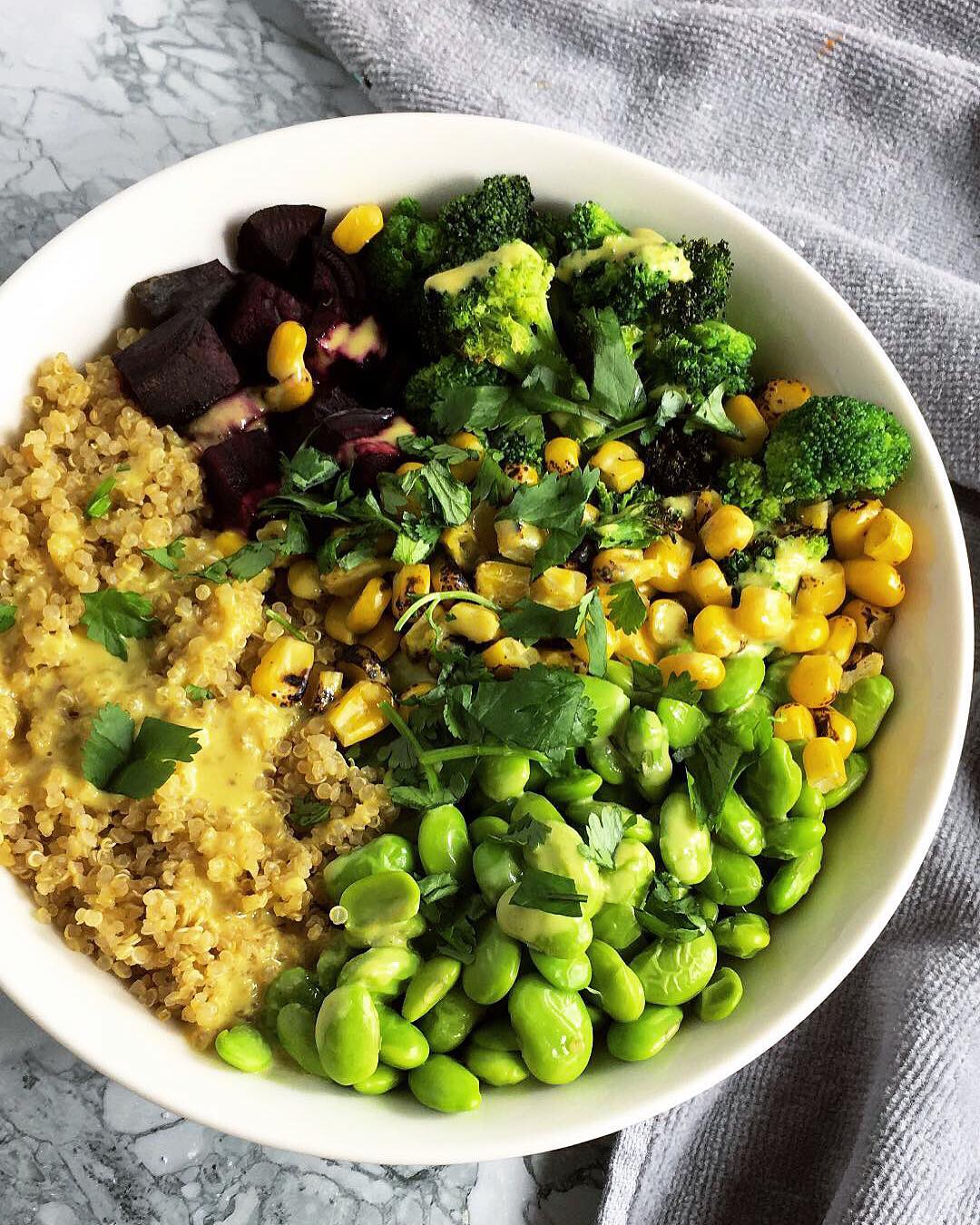 Quick Quinoa Bowl with Maple Mustard Sauce