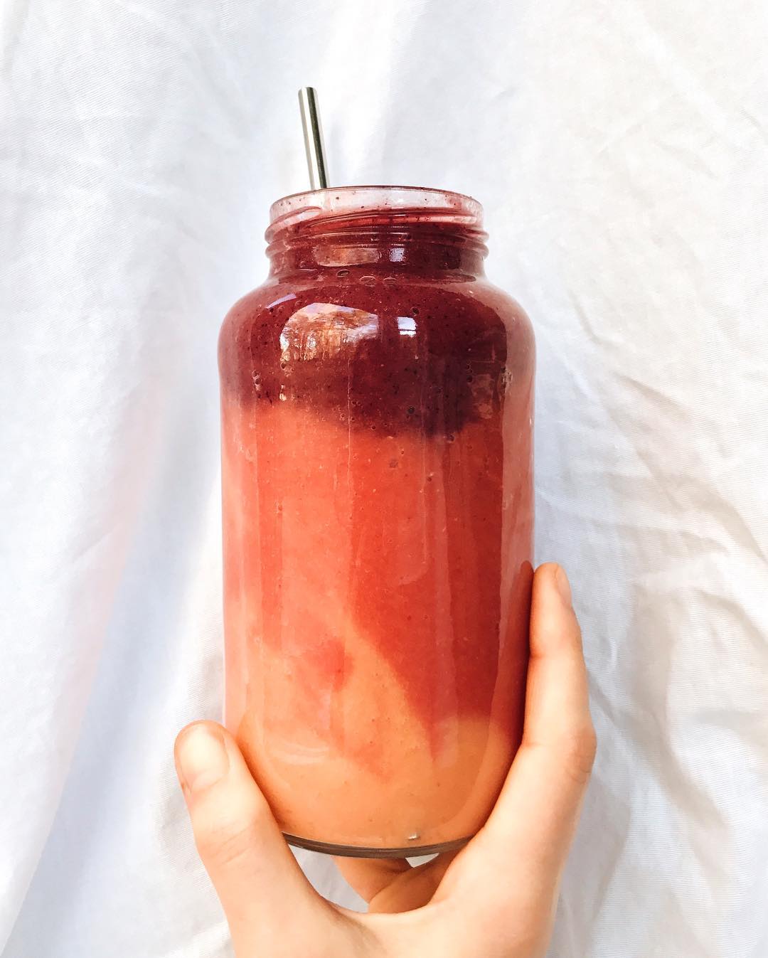Layered Banana Mango Berry Smoothie