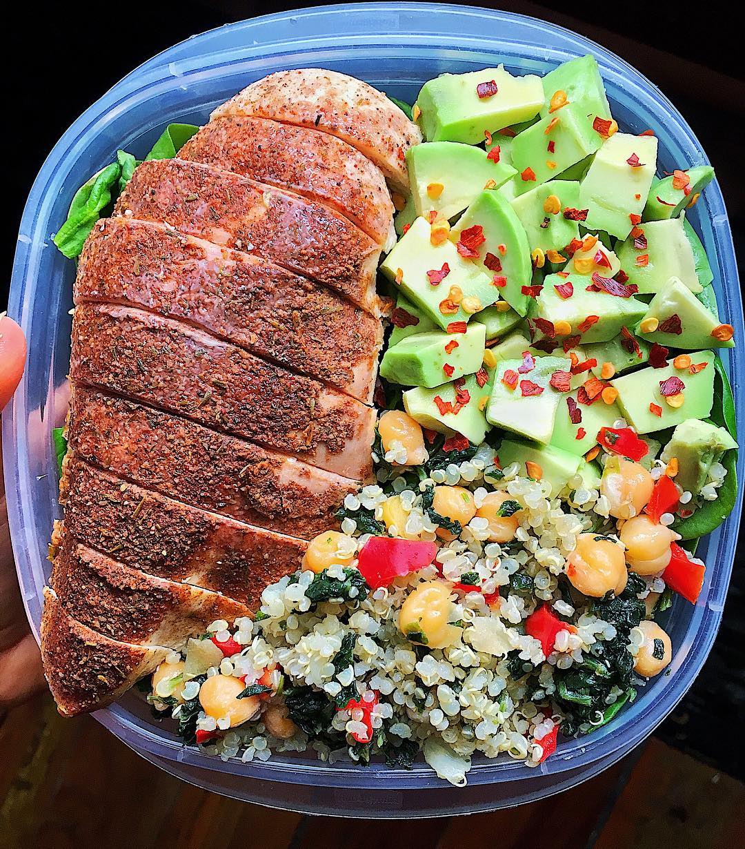 Simple Baked Chicken Avocado Quinoa Lunch