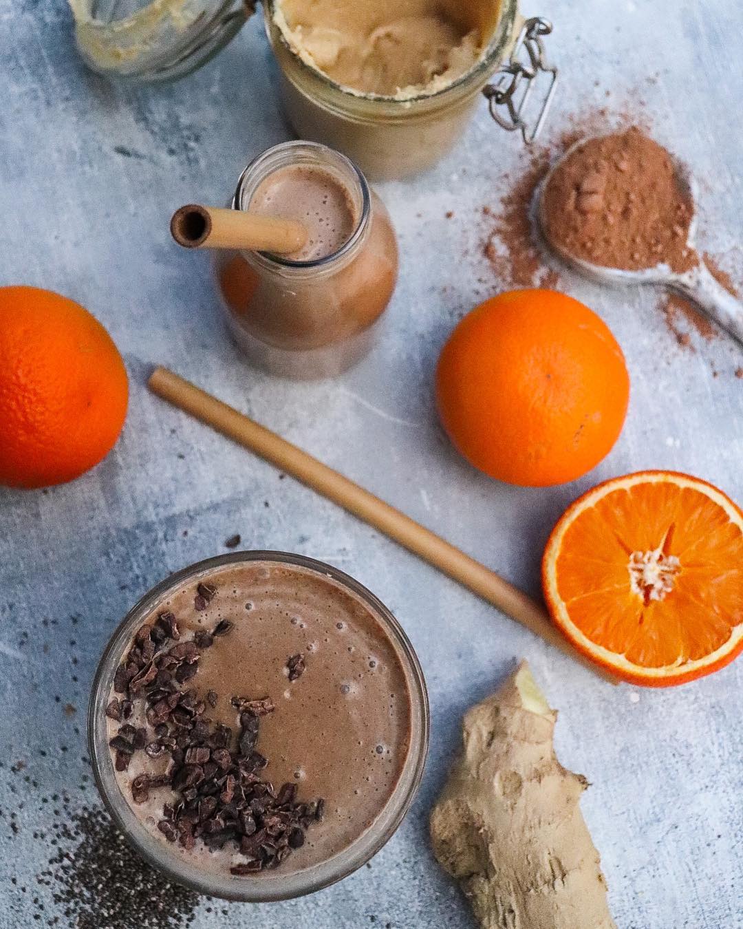 Orange Cacao and Ginger Thick Smoothie