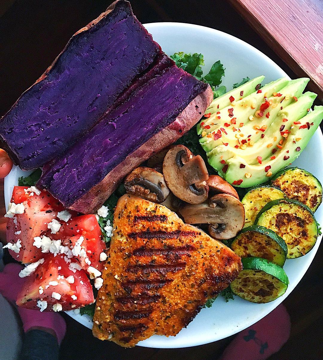 Colorful Cast Iron Skillet Salmon Dinner Bowl