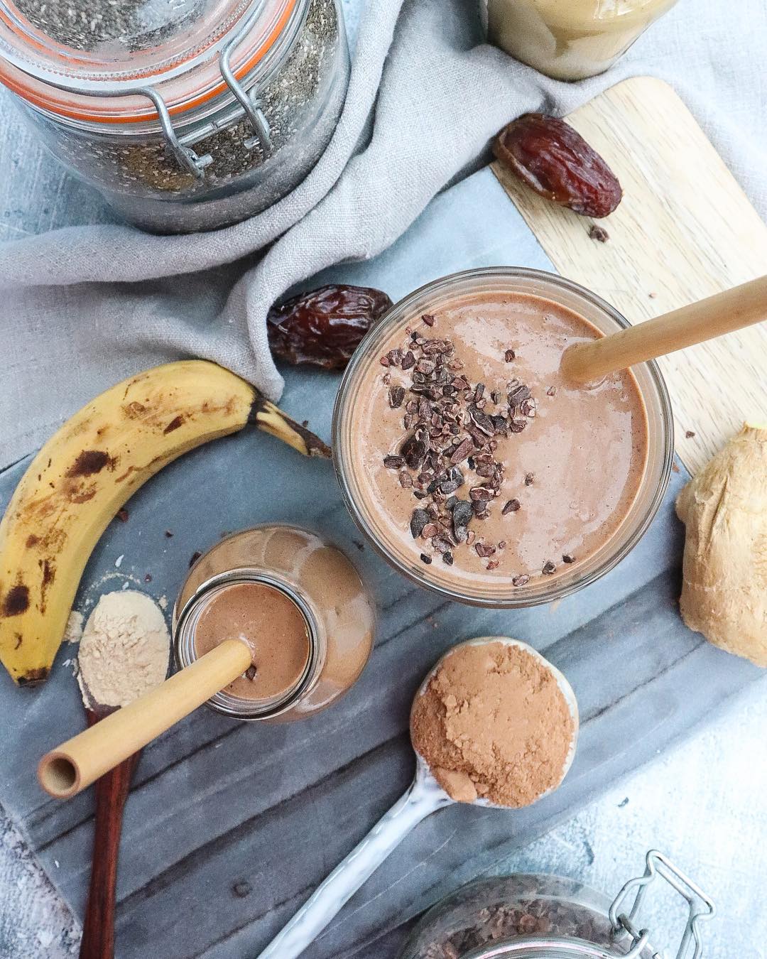 Cacao Peanut Butter and Ginger Smoothie
