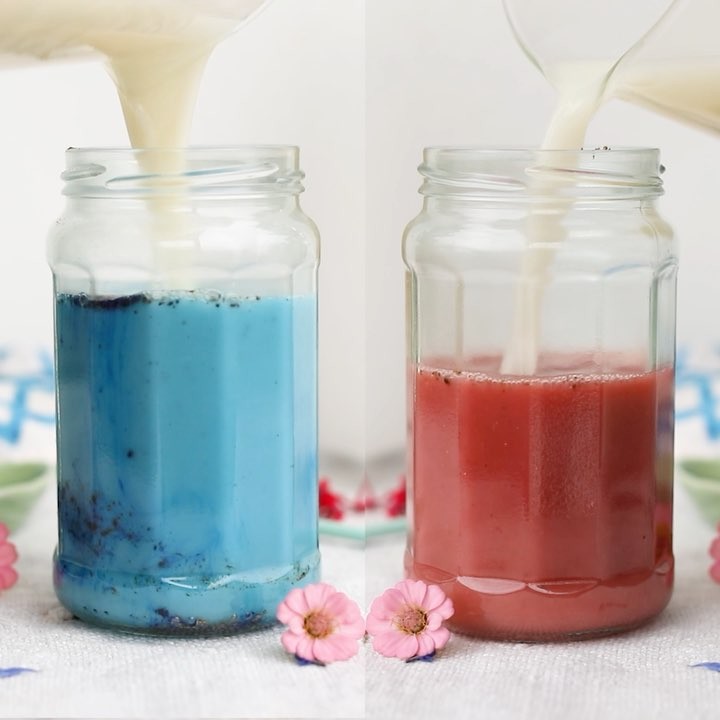 Dreamy Pink and Blue Oat Milk Lattes