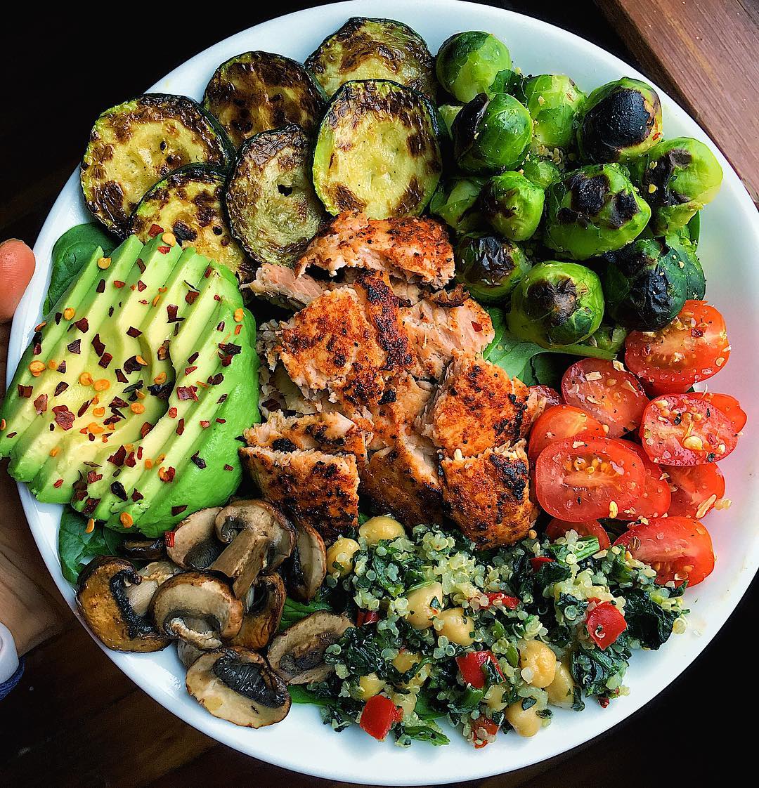 Quick Salmon Vegetable Bowl Lunch