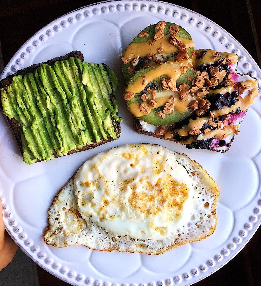 Messy Breakfast Toast with Toppings and Egg