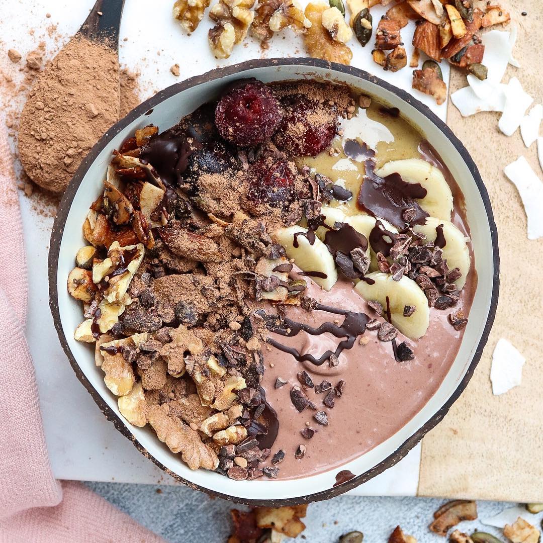 Cherry Walnut and Chocolate Smoothie Bowl