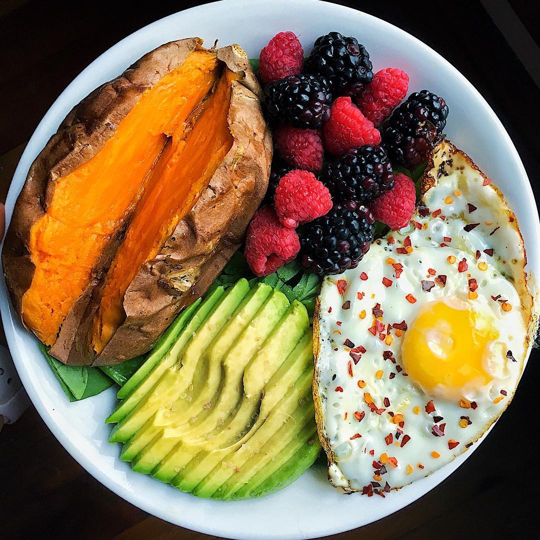 Simple Breakfast Bowl with Sweet Potato and Egg