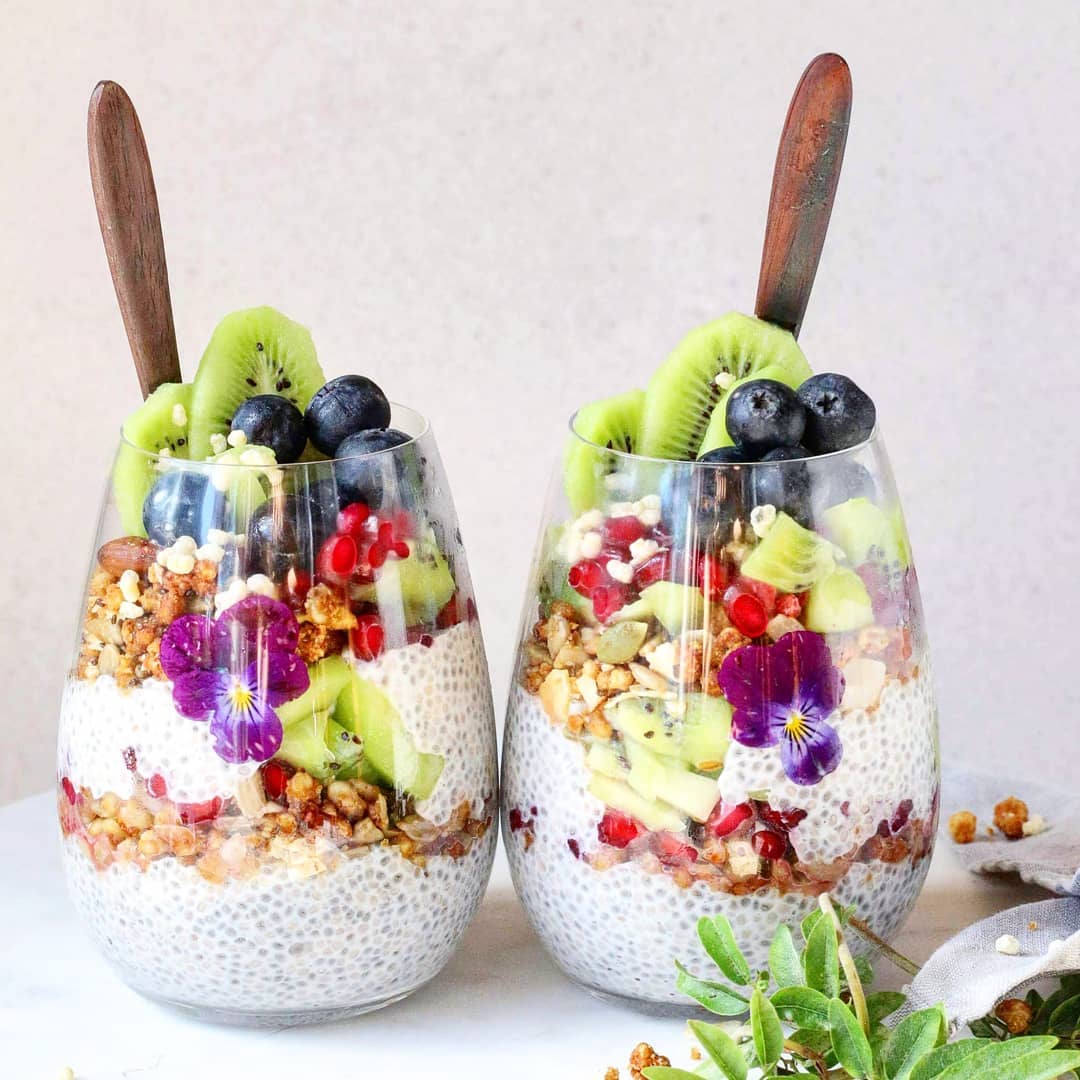 Chia Seed Pudding with Fresh Fruits and Granola