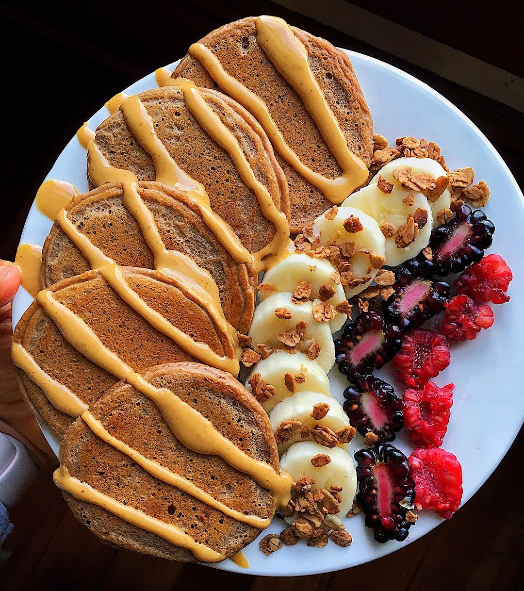 Sweet Protein Pancakes with Almond Milk Topping