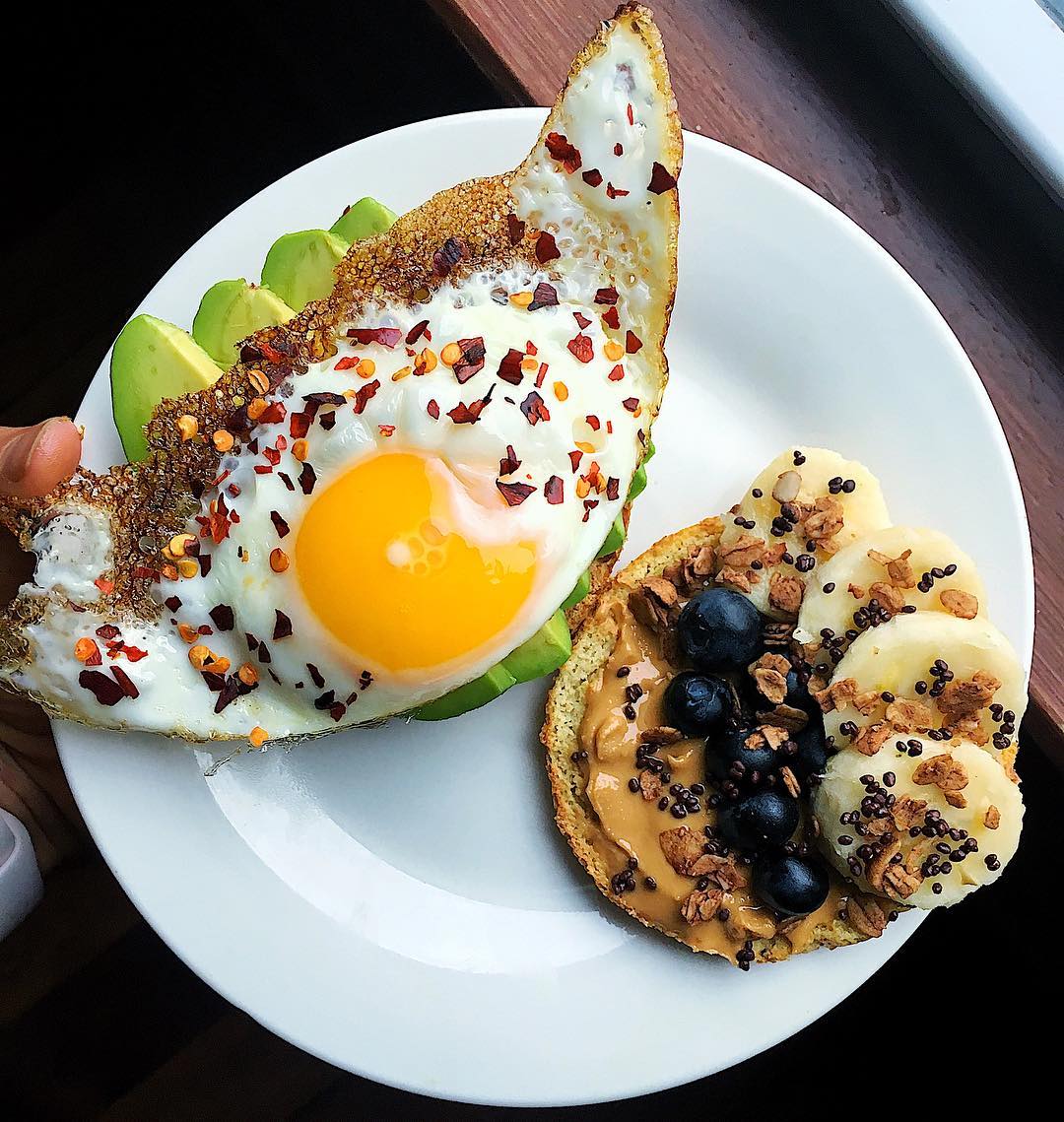 Avocado and Egg Topped Paleo English Muffin Toast