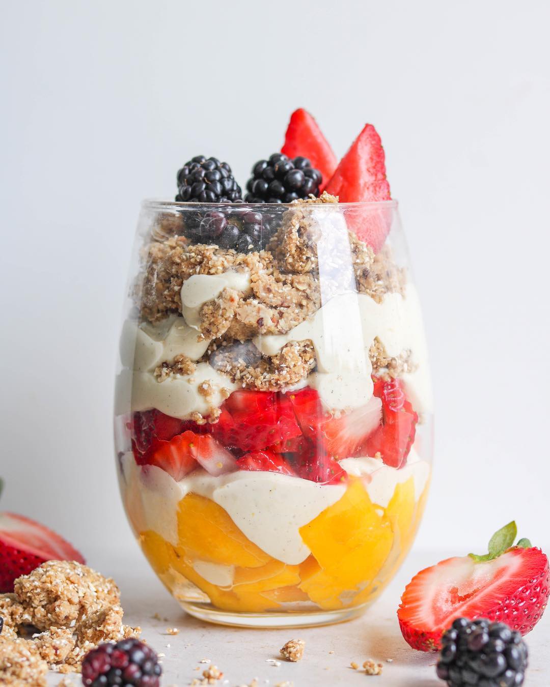 Fruit Parfait with Vanilla Yogurt and Cookie Crumble