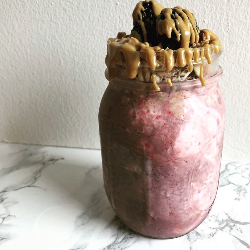 Blackberry Vanilla Smoothie with Strawberry Yogurt