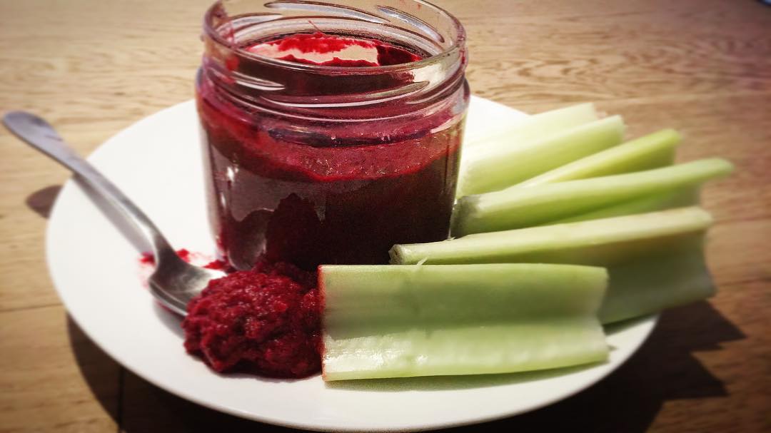 Healthy Beet Hummus Snack Idea