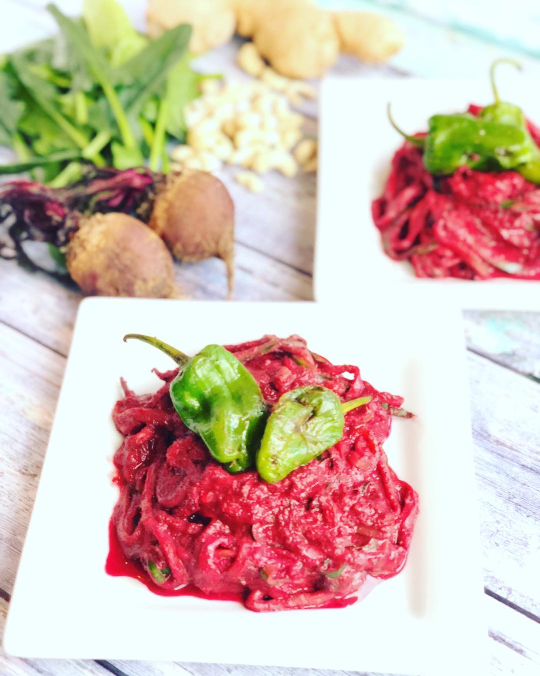 Beetroot Zucchini Noodles with Cashew Sauce