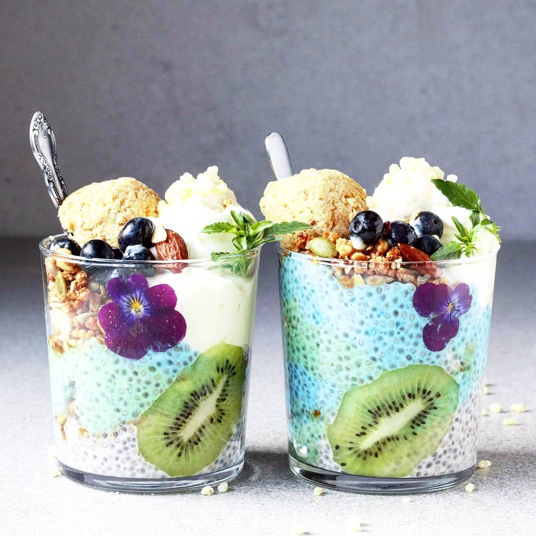 Chia Seeds Breakfast Bowl with Fruits and Granola