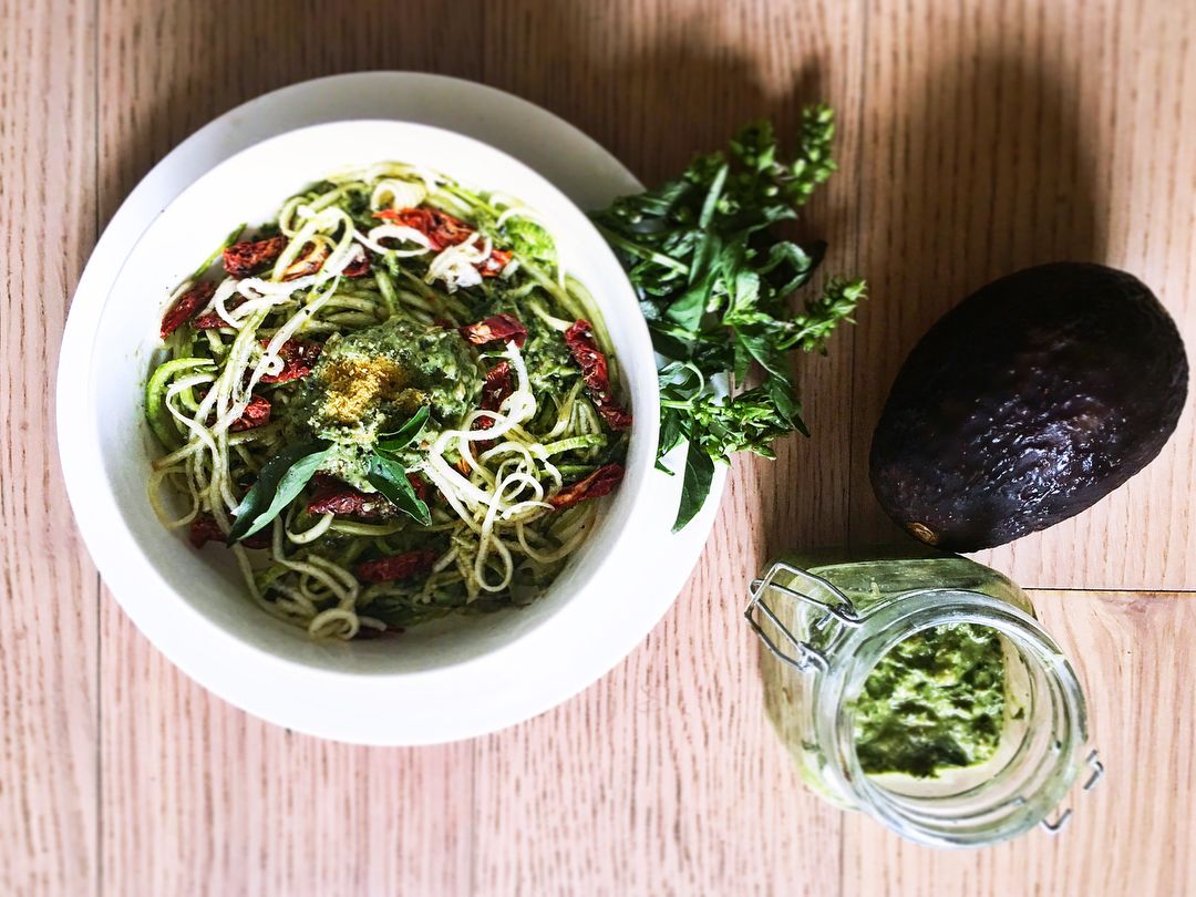 Zucchini Noodles with Avocado Pesto