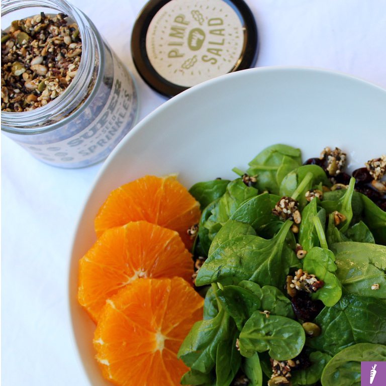 Spinach and Orange Salad with Super Seed Sprinkles