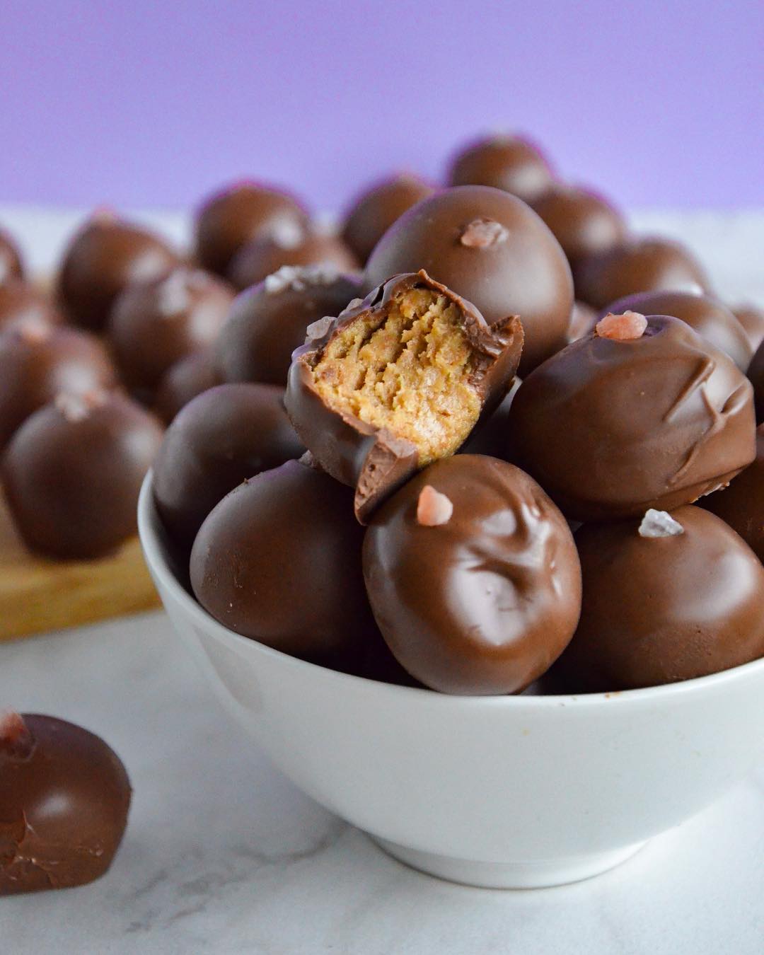 Easy Peanut Butter Balls with Chocolate and Salt