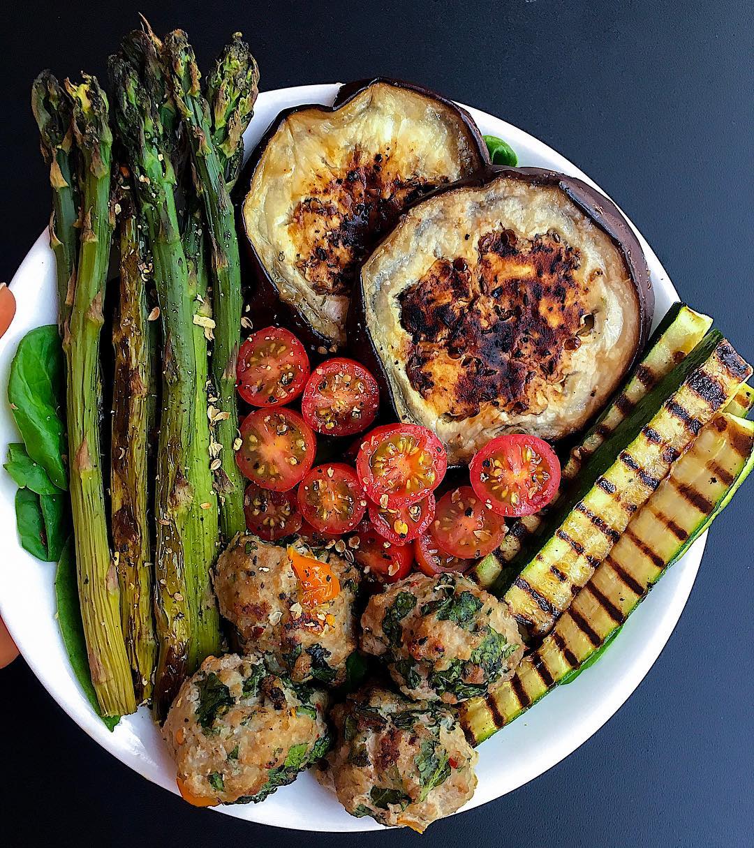 Easy Turkey Meatballs with Roasted Eggplant