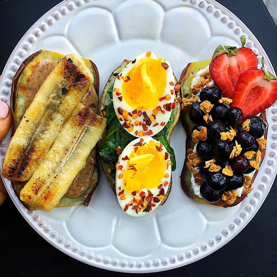 Sweet Potato Breakfast Toasts with Toppings