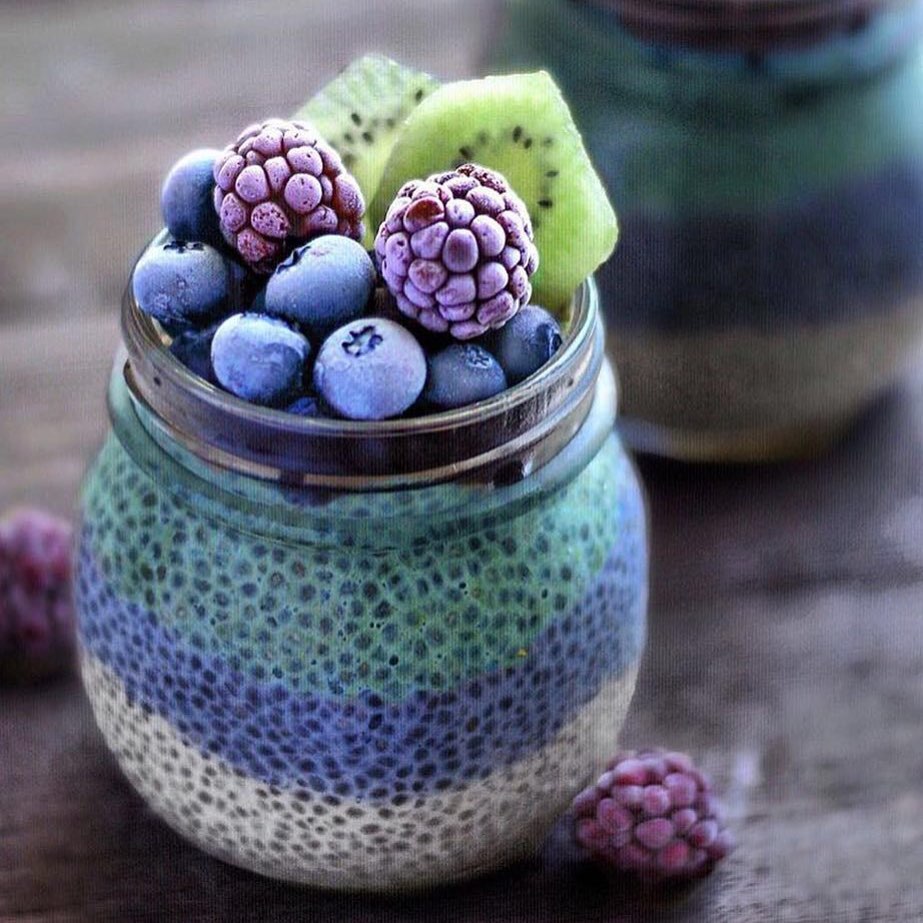 Layered Aqua Chia Breakfast Jar