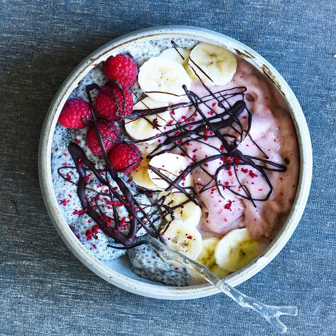 Vanilla Chia Pudding with Berry Nice Cream