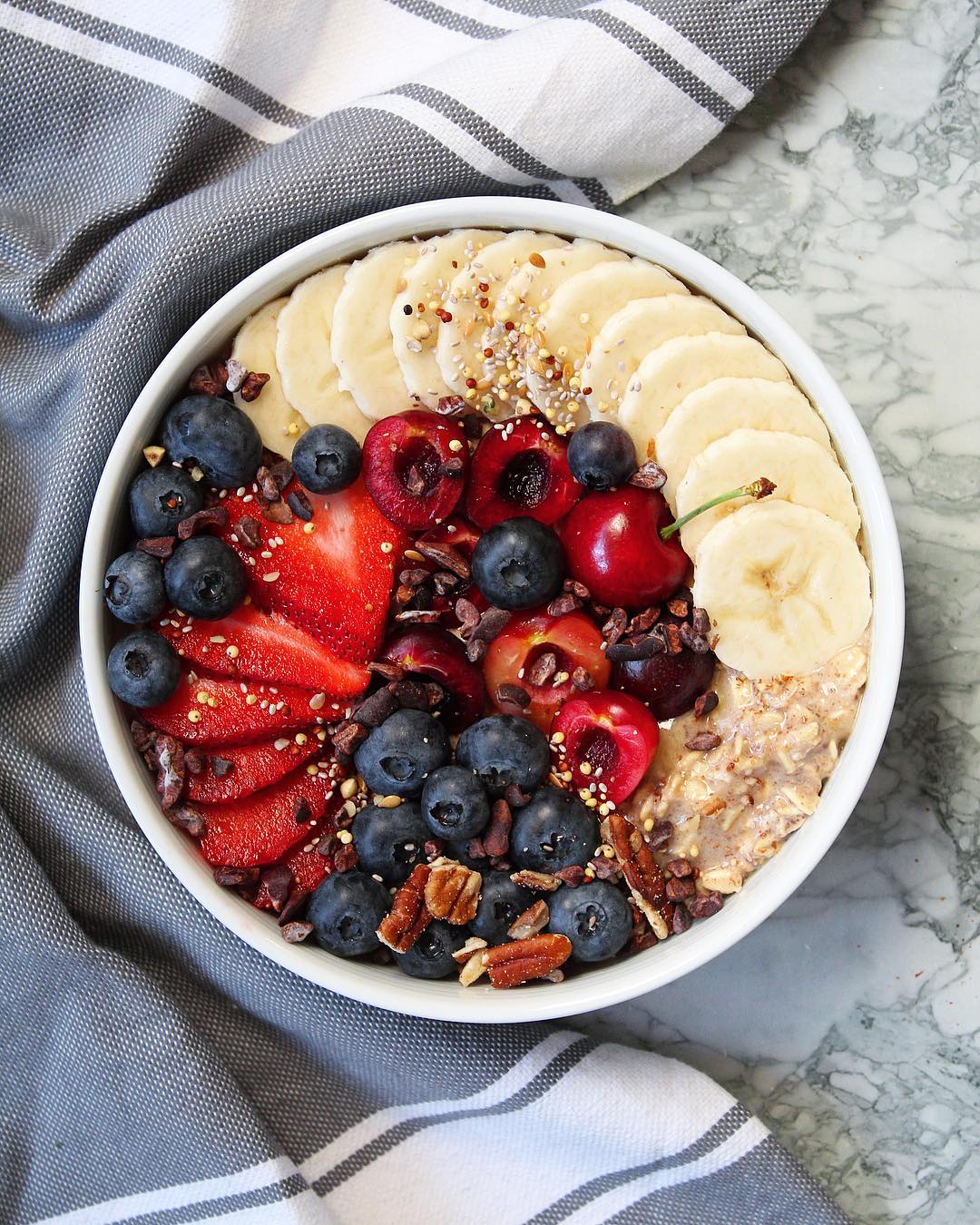 Gingery Oats Bowl with Cherries and Pecans