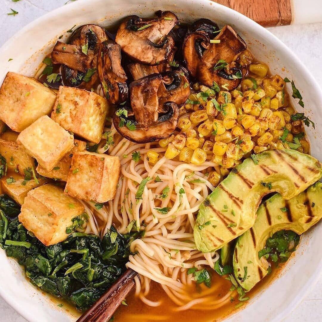 Vegan Miso Ramen with Crispy Tofu and Veggies