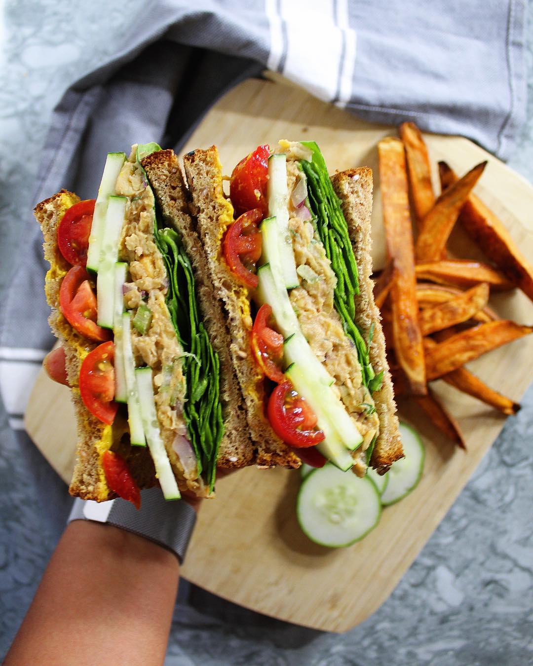 Tasty Chickpea Salad Sandwich with Fresh Herbs